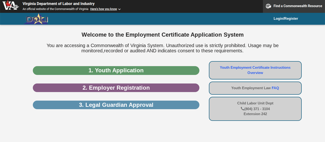 Youth Employment Certification Application